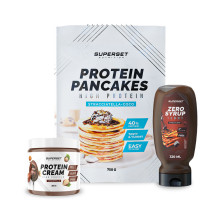 Pacote de pequeno-almoço - Pancakes + Protein Cream + Zero Syrup